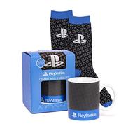 PlayStation Cup and Socks for Kids | Video Game Console Logo Coffee Mug One Size Socks | Gaming Presents Birthday Christmas | Blue Black Ceramic Homeware 11oz