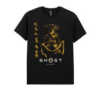 PlayStation Ghost of Yotei Official T-Shirt - Men's & Women's Black Tee | PlayStation Licensed Apparel | Premium Cotton | Gamer Gift (UK, Alpha, S, Regular, Regular)