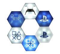 PlayStation Hexagon LED Lights - Officially Licensed, Customisable Game Room Decor Lighting, Remote-Controlled Light Phasing and Music Reactive Modes | Paladone