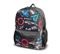 PlayStation Unisex Kids Black Backpack with Colourful Graphics | Zip-Up Design for Back to School & Carrying Books Logo Merch