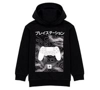 PlayStation Kids Black Hoodie | Boys Girls Fleece Jumper with Controller & Japanese Logo | Gamer Pullover with Hood & Long Sleeves | Gaming Merchandise