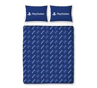 PLAYSTATION Official Double Duvet Cover Set | Player One Design Reversible 2 Sided Bedding Including Matching Pillow Cases | Character World Brands Gaming Double Bed Set