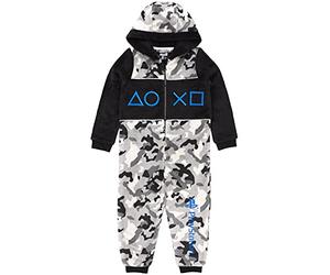 PlayStation Pyjamas Oneise For Boys | Kids Game Controller Camo Monochrome All In One Pyjamas | Gamer Merchandise 11-12 Years