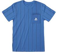 Playstation Striped Pocket Logo Men's T-Shirt Blue Fan Merch, Gaming, blue, L
