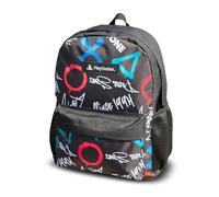 PlayStation Unisex Kids Black Backpack with Colourful Graphics | Zip-Up Design for Back to School & Carrying Books Logo Merch