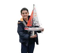 PLAYSTEAM Voyager400 2.4GHz RC Motor Powered Sailboat in Red - 26" Tall
