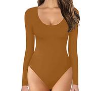 Playsuits For Women Uk Going Out, Women'S Jumpsuits & Playsuits Sexy Overalls Jumpsuits Womens Round Neck Low Neck Long Sleeve Bodysuit Sexy Bottoming Shirt Jumpsuit Jumpsuit (A Xl)