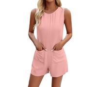 Playsuits For Women Uk, Jumpsuit For Women Jump Suit Jumpsuits Border European And Spring/Summer Foreign Trade Casual Solid Color Sleeveless Jumpsuit Shorts (S)