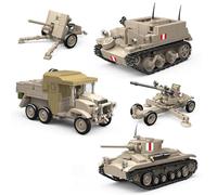 PlaySynthe 5 in 1 Army Tank Building Block Kits, 1260 PCS Military Vehicles Building Set, WW2 Germany Military Tank Toys Brick Model, Gifts for Adults, Compatible with L***