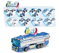 PlaySynthe 8 in 1 Police Car Building Blocks Set, City Command Vehicle Building Kit, STEM City Vehicle Bricks Model Toys, Gifts for Adults and Teens, 563 PCS