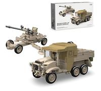 PlaySynthe Army Tank Building Block Kits, 1:35 Artillery Tractor Tank Building Blocks Set, WW2 Germany Military Toys Brick Model, Gifts for Military Fans, 402 PCS