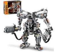 PlaySynthe Black Empire Mech Building Blocks Set, 684 PCS Motorized Robot Building Toys, Combat Armor Style Warrior Bricks Model, Gifts for Fans and Boys