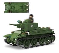PlaySynthe BT-7 Fast Tank Building Block Kits, 675 PCS Army Heavy Tank Building Blocks Set, WW2 Germany Military Toys Brick Model, Gifts for Adults and Military Fans