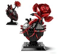 PlaySynthe Heart Rose Building Block Set, Dark Heart Rose Building Kit, Gothic Love Life Inspired Collectible Display Model, Anatomical Art Bricks Toy Gift for Adults