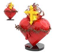 PlaySynthe Jesus Heart Building Blocks Set, 245 PCS Sacred Heart Building Model, MOC Bible Themed Christian Bricks Model Toys, Decorative Gift for Adults and Women