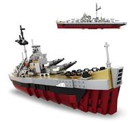 PlaySynthe Military Battleship Building Block Set for Adults, WW2 Bismarck Class Warship Battle Ship Building Kit, Big War Ship Watercraft Bricks Model Toy, Gifts for Military Fans, 757 PCS