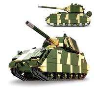 PlaySynthe Military Tank Building Block Kits, 822 PCS German Panzer VIII Maus Heavy Tank Building Set, WW2 Military Vehicles Brick Model Toys, Gifts for Adults and Fans
