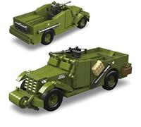 PlaySynthe Military Vehicles Building Block Kits, 1:35 M6 M3A1 Scout Car Tank Building Blocks Set, WW2 Germany Military Toys Brick Model, Gifts for Kids and Adults, 300 PCS