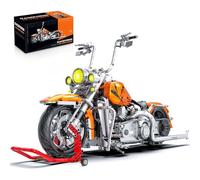 PlaySynthe Motercycle Big Building Blocks Set, 1:5 Scale Motorbike Construction Building Blocks Set, MOC Racing Motorcycle Bricks Model Toy, Gifts for Boys or Adults, 2392 PCS