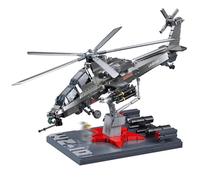 PlaySynthe WZ-10S Attack Helicopter Building Block Kits, 914 PCS Military Fighter Aircraft Building Set, Collectible Display Airplane Bricks Model Toys, Gifts for Adults and Military Fans