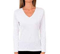 Playtex 100% Thermal cotton long sleeve T-shirt with double layer Women x1, White, S