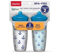 Playtex Baby Sipsters Stage 3 Spill-Proof, Leak-Proof, Break-Proof Spout Cup for Boys - Blue, Limited Edition, 9 Oz, 2 Count