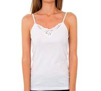 Playtex T-Shirt 100% cotton thin straps with feminine details on the neckline Women x1, White, L