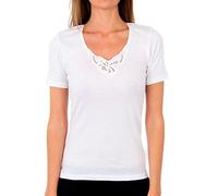Playtex T-Shirt Short sleeve with details on the neckline 100% cotton Women x1, White, S