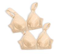 Playtex Women's 18 Hour Comfort-Strap Wireless Bra, Full-Coverage Bra with 4-Way TruSupport, Natural Beige/Natural Beige, 2-Pack, 36C