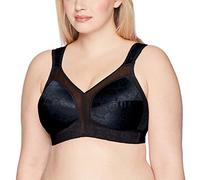 Playtex Women's 18 Hour Comfort-Strap Wireless Bra, Full-Coverage Bra with 4-Way TruSupport, Single & 2-Pack, Black, 44D