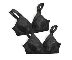 Playtex Women's 18 Hour Original Comfort Strap Full Coverage Us4693, 2 Pack Bra with Full Coverage, Black/Black, 85B, Black/Black, 38B