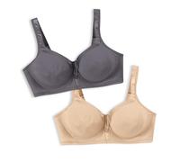 Playtex Women's 18 Hour Silky Soft Smoothing Wireless Bra Us4803, 2 Pack-Private Jet/Nude, 40C (Pack of 2)