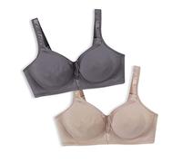 Playtex Women's 18 Hour Silky Soft Smoothing Wireless, Full-Coverage T-Shirt Bra, Single Or 2-Pack, Opaque, Private Jet/Nude, 40D (Pack of 2)