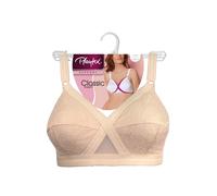 Playtex Womens Cross Your Heart Non Wired Bra - Beige Cotton - Size 40B UK BACK/CUP