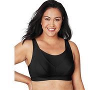 Playtex Women's Secrets Bounce Control Wirefree, Anchorstrap Moisture Wicking Wireless Bra, Black, 44F