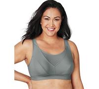 PLAYTEX Women's Secrets Bounce Control Wirefree, Anchorstrap Moisture Wicking Wireless Bra, Opaque, Coolest Grey, 44F