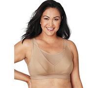 PLAYTEX Women's Secrets Bounce Control Wirefree, Non-Slip Adjustable, Moisture-Wicking Wireless Bras, Taupe, 50D