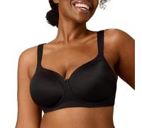 PLAYTEX Women's Wireless Balconette, Plus-Size Bras Available, Full Coverage, Moisture-Wicking, Supportive, 4751 T-Shirt, Dressed in Black, 42E