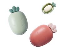 PLAYTHROUGH Carrot Shape Soap Holder Box 2 Pcs, Bar Soap Container, Drainage Design(Red, Green)
