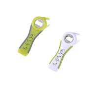 PLAYTHROUGH Multi Function Bottle Opener 2 Pack, 5 in 1 Jar Opener Easily Opens Twist Cap, Bottle Cap, Canning Lid and Can Tab (Green Gray, White Green)