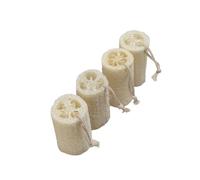 PLAYTHROUGH Natural Loofah Sponge 4 Pack, Loofah Exfoliating Body Scrubber for Bath and SPA, Eco (12 cm)