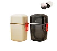 PLAYTHROUGH Portable Soap Container with Lid, Efficient Drainage Soap Holder for Travel (Yellow, Black)