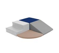 Playtime Essentials 4-Piece First Steps Corner Climber Climbing Foam Block Set for Little Kids - Indoor Toddler & Baby Soft Playset for Children to Climb and Crawl and Slide - Navy Neutral