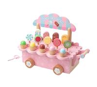 Playtime Treat Cart - Wooden Pretend Playset, Imaginative with Interactive Accessories, Miniature Shop with Sturdy Build, Sweet-Themed Toys for Early Learning and Fun