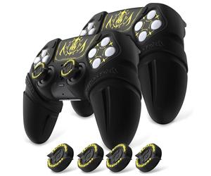 PlayVital 2 Set Runes Edition Silicone Cover Skin for ps5 Controller with Thumb Grips & Touchpad Skin & D-pad Area Sticker, Anti-slip Controller Grip Case Compatible with ps5 Charging Dock- Black