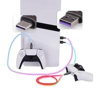 PlayVital 3.28FT Illuminated Charging Cable for ps5 Controller (2-Pack), USB Type C Charging Cord for Xbox Core/Elite Series 2 / Switch 2 Pro Controller, Universal LED Light Up Data Cord for Gamepad