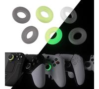 playvital 3 Pairs Silicone Aim Assist Target Motion Control Precision Rings for ps5, for ps4, for Xbox Series X/S/One / 360, for Switch Pro, for Steam Deck - Clear Black White & Glow in Dark Green