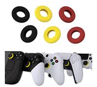 PlayVital 3 Pairs Silicone Aim Assist Target Motion Control Precision Rings for PS5, for PS4, for Xbox Series X/S, Xbox One, Xbox 360, for Switch Pro, for Steam Deck - Red & Black & Yellow