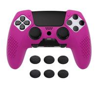PlayVital 3D Studded Edition Anti-Slip Silicone Cover Case for ps5 Edge Controller, Soft Rubber Protector Skin for ps5 Edge Wireless Controller with 6 Thumb Grip Caps - Neon Purple