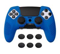 PlayVital 3D Studded Edition Anti-Slip Silicone Cover Case for ps5 Edge Controller, Soft Rubber Protector Skin for ps5 Edge Wireless Controller with 6 Thumb Grip Caps - Blue